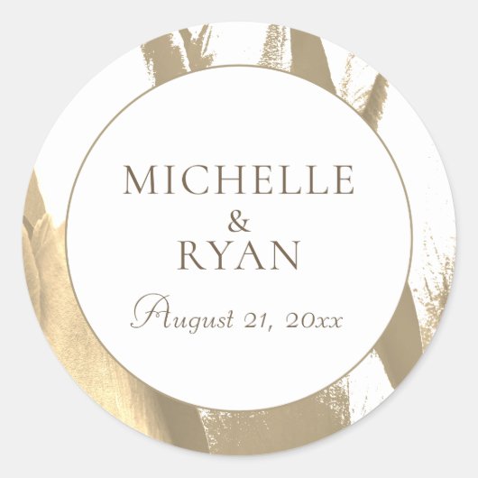 ゴールデンエレガントチューリップフローラ結婚ズ ラウンドシール (正面)