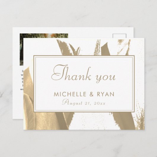 ゴールデンエレガントチューリップフローラ結婚写真のカード ポストカード (正面/裏面)