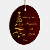 ゴールデンエレガントツリーベビー初めてのクリスマス セラミックオーナメント (右)