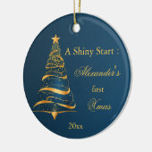 ゴールデンエレガントツリーベビー初めてのクリスマス セラミックオーナメント (左)