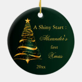 ゴールデンエレガントツリーベビー初めてのクリスマス セラミックオーナメント (裏面)