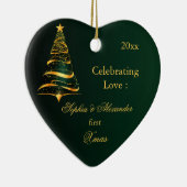 ゴールデンエレガントツリー新しい初めてのクリスマス セラミックオーナメント (右)