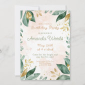 ゴールデンエレガントデザイン、紅葉誕生日 招待状 (正面)