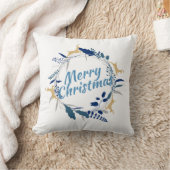 ゴールデンエレガントトナカイフローラクリスマスリース クッション (ブランケット)