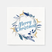 ゴールデンエレガントトナカイフローラクリスマスリース スタンダードカクテルナプキン (正面)