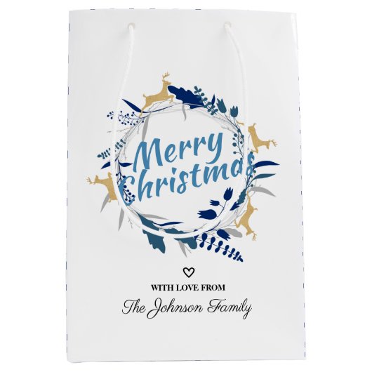 ゴールデンエレガントトナカイフローラクリスマスリース ミディアムペーパーバッグ (正面)
