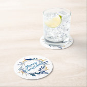 ゴールデンエレガントトナカイフローラクリスマスリース ラウンドペーパーコースター (インサイチュ)