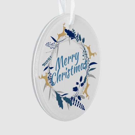 ゴールデンエレガントトナカイフローラクリスマスリースO オーナメント (正面)