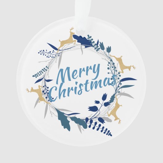 ゴールデンエレガントトナカイフローラクリスマスリースO オーナメント (正面)