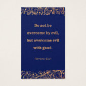 ゴールデンエレガントネイビーブルーパターン聖書ブックマーク (正面)