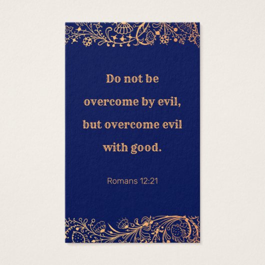 ゴールデンエレガントネイビーブルーパターン聖書ブックマーク (正面)