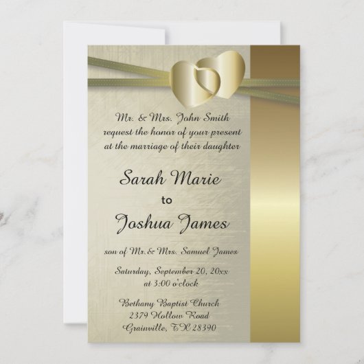 ゴールデンエレガントハートデザイン 招待状 (正面)