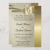 ゴールデンエレガントハートデザイン 招待状 (正面/裏面)