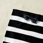 ゴールデンエレガントハートブラックストライプたった今結婚しました ビーチタオル (インサイチュ)