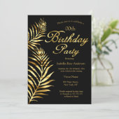 ゴールデンエレガントパームブラック金ゴールド誕生日パーティー 招待状 (スタンド正面)