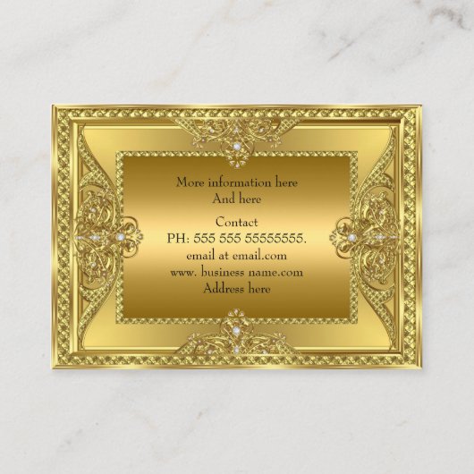 ゴールデンエレガントファッションジュエリーデザイナー金ゴールド 名刺 (裏面)