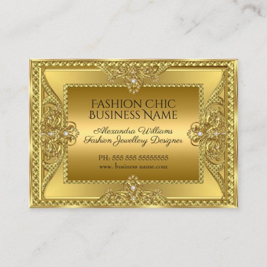 ゴールデンエレガントファッションジュエリーデザイナー金ゴールド 名刺 (正面)