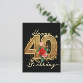 ゴールデンエレガントフィリグリールビーバラ40歳の誕生日 ポストカード (スタンド正面)