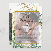 ゴールデンエレガントフォージュベラム結婚式招待状 招待状 (正面/裏面)