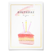 ゴールデンエレガントフレームお誕生日ケーキスライス フォトプリント            (正面)