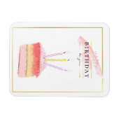 ゴールデンエレガントフレームお誕生日ケーキスライス マグネット (横)