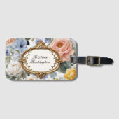 ゴールデンエレガントフレーム付き水彩花模様 ラゲッジタグ (正面横)