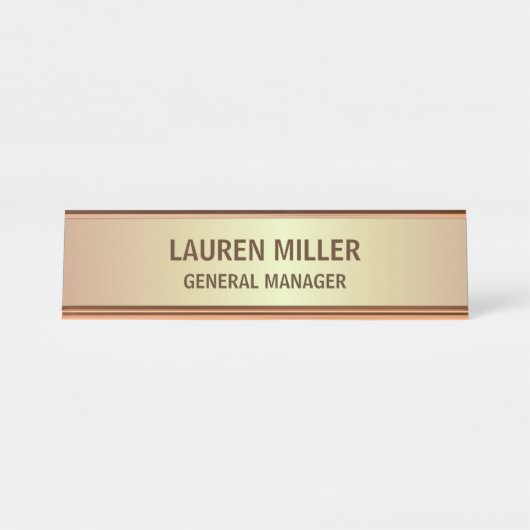 ゴールデンエレガントブラウンネームプレート デスクネームプレート (正面)