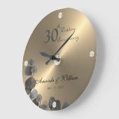 ゴールデンエレガントブラッシュメタルユーカリ葉 ラージ壁時計 (傾斜)