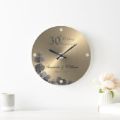 ゴールデンエレガントブラッシュメタルユーカリ葉 ラージ壁時計 (ホーム)