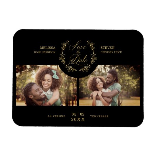 ゴールデンエレガントブランチカスタム2枚の写真結婚s マグネット (横)