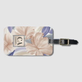 ゴールデンエレガントブルーシルバーフローラグリッターモノグラム ラゲッジタグ (正面横)