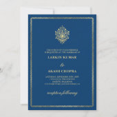 ゴールデンエレガントペイズリードジャーブルー結婚ズ 招待状 (正面)