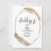 ゴールデンエレガントボホフェザー結婚式招待状 招待状 (正面)