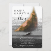 ゴールデンエレガントボート白黒ウォーター結婚カラー 招待状 (正面)