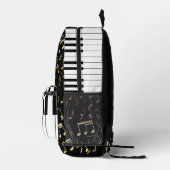 ゴールデンエレガントミュージックノートのピアノ鍵 プリントバックパック (右)