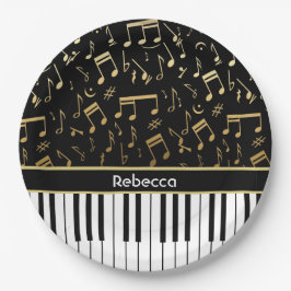 ゴールデンエレガントミュージックノートのピアノ鍵 ペーパープレート