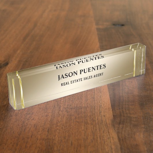 ゴールデンエレガントモダン デスクネームプレート (側面)