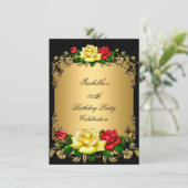 ゴールデンエレガントレッドイエローローズバースデーパーティーA 招待状 (スタンド正面)