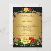 ゴールデンエレガントレッドイエローローズバースデーパーティーA 招待状 (裏面)