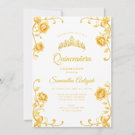 ゴールデンエレガント王室のフローラクインセアニェラ 招待状 (正面)