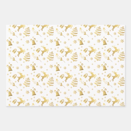 ゴールデンエレガント白黒ラグジュアリークリスマスギフト ラッピングペーパーシート (正面2)