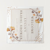 ゴールデンエレガント秋の葉のブライダルシャワーへようこそ タペストリー (正面(横))