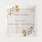 ゴールデンエレガント秋の葉のブライダルシャワーへようこそ タペストリー (正面)