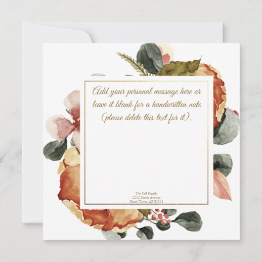 ゴールデンエレガント秋フローラ「ありがとう」 カード (裏面)