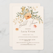 ゴールデンエレガント秋花ブライダルシャワー 招待状 (正面/裏面)
