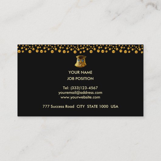 ゴールデンエレガント紙吹雪オンブラック 名刺 (裏面)