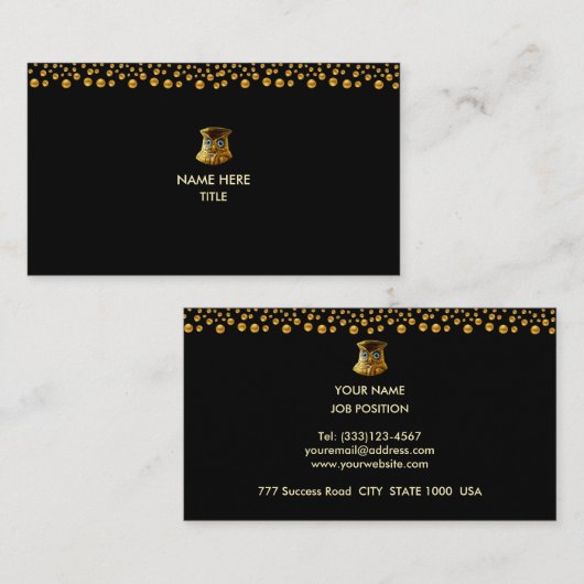 ゴールデンエレガント紙吹雪オンブラック 名刺 (正面/裏面)