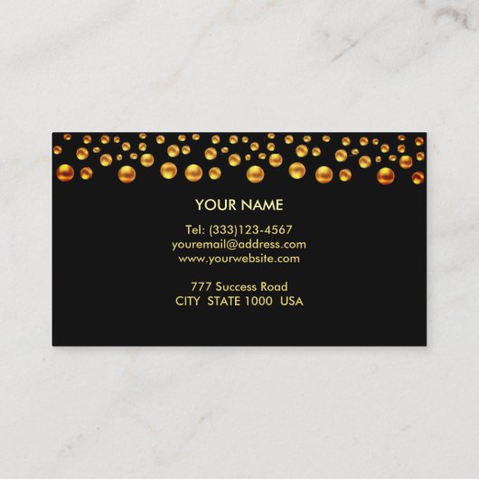 ゴールデンエレガント紙吹雪オンブラック 名刺 (裏面)