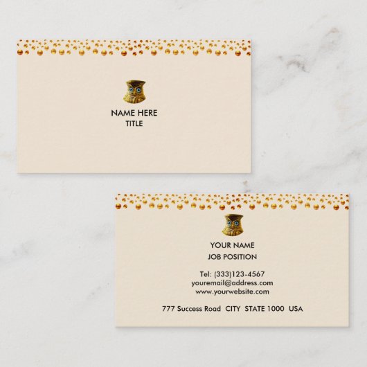 ゴールデンエレガント紙吹雪オンベージュ 名刺 (正面/裏面)