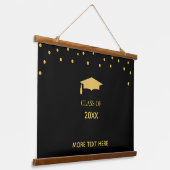 ゴールデンエレガント紙吹雪卒業オンブラック 吊り下げ型タペストリー (傾斜あり)